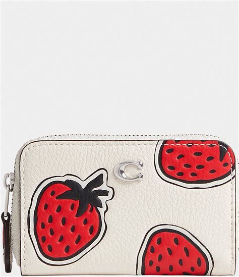 COACH Strawberry Small Zip Around Card Case.